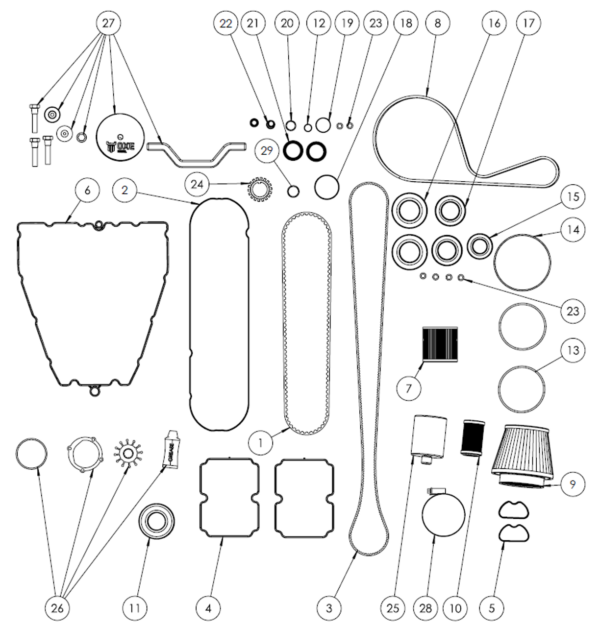 OXE Service Kit 3 for 25 Shaft (800